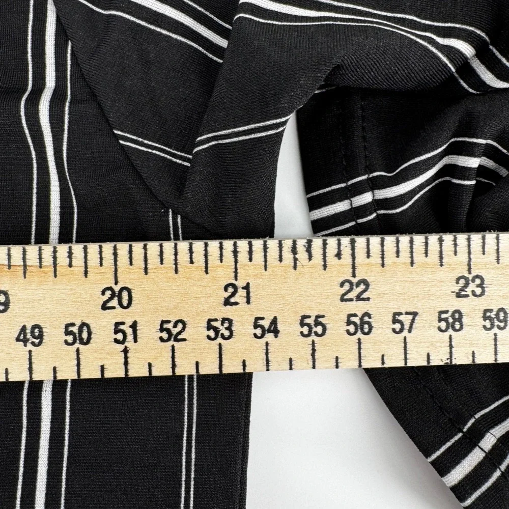 Black White Tunic Top Striped Split Sleeve V Neck Women L XL Career Office NWT - Picture 8 of 11
